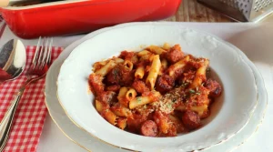 Macarrones al horno con chistorra