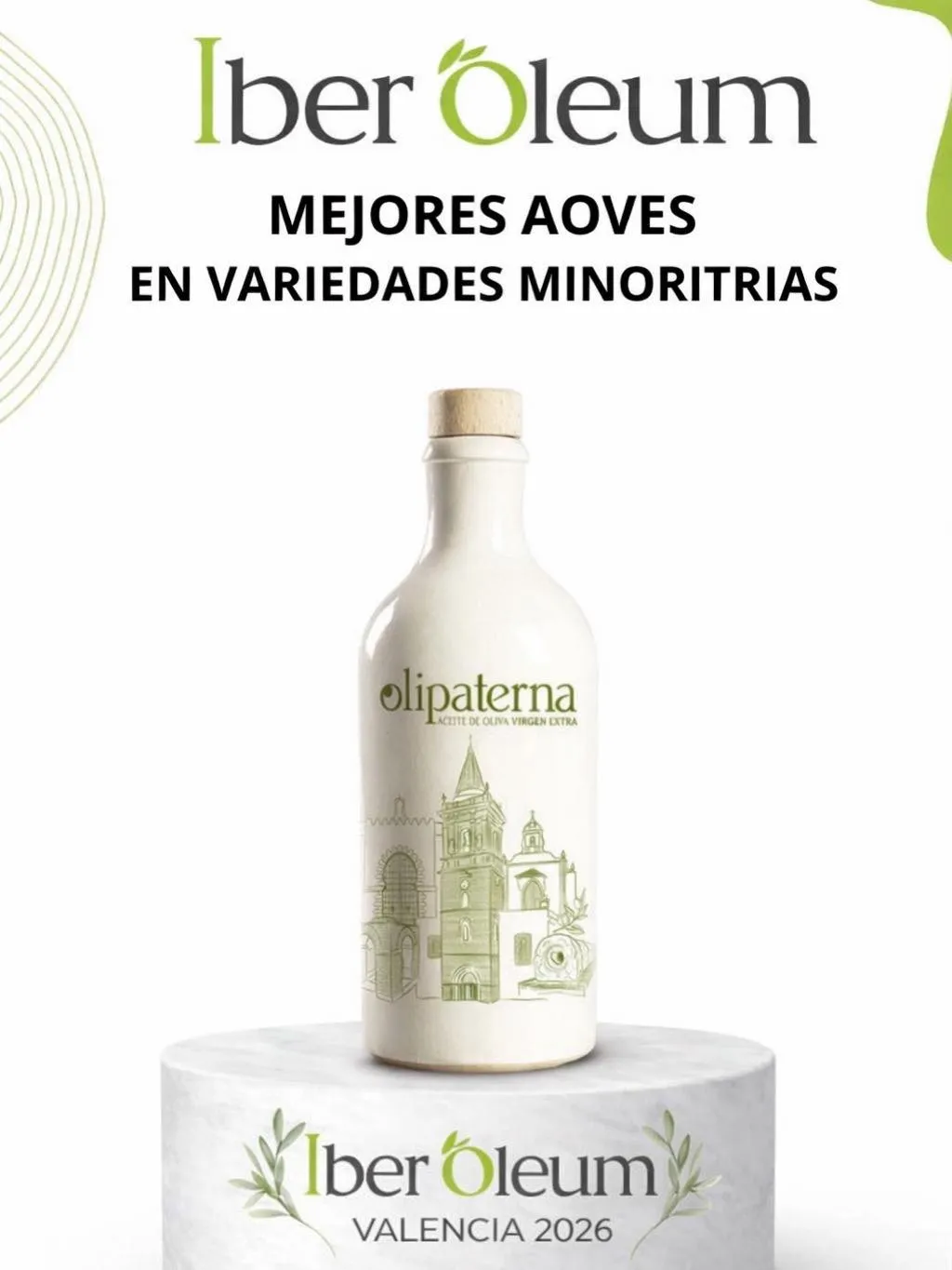 Reconocimiento Guía Iber Oleum 2026 categoría Mejores AOVEs Variedades Minoritarias · AOVE Verdial Olipaterna